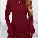 PRETTYGARDEN Women's Swimsuit Cover Up 2025 Summer Bathing Suit Swimwear Crochet Knit Dress Fashion Beach Vacation Clothes (Red, XL)