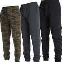 Ultra Performance 3 Pack Mens Open Bottom Sweatpants with Pockets, Casual Sweatpants for Men (4X, Charcoal / Green Camo / Black)