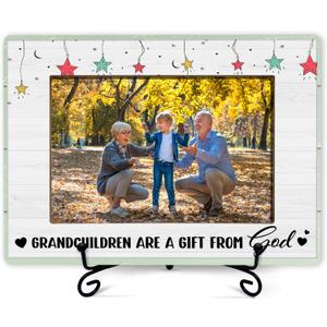 Grandchildren Picture Frame For First Time Grandparent, Gifts For Birthday Christmas, Grandchildren Are A Gifts From God Photo Frame Pregnancy Announcement Gifts For New Grandma Grandpa Gigi Nana -02