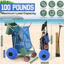 DoubleFill Foldable Beach Cart with 12 Inch Balloon Wheels for Sand, 100 lb Capacity Beach Wagon with Aluminum Frame, Removable Tote, Folding Sand Cart for Gear, Fishing, Camping(Blue Green,Classic)