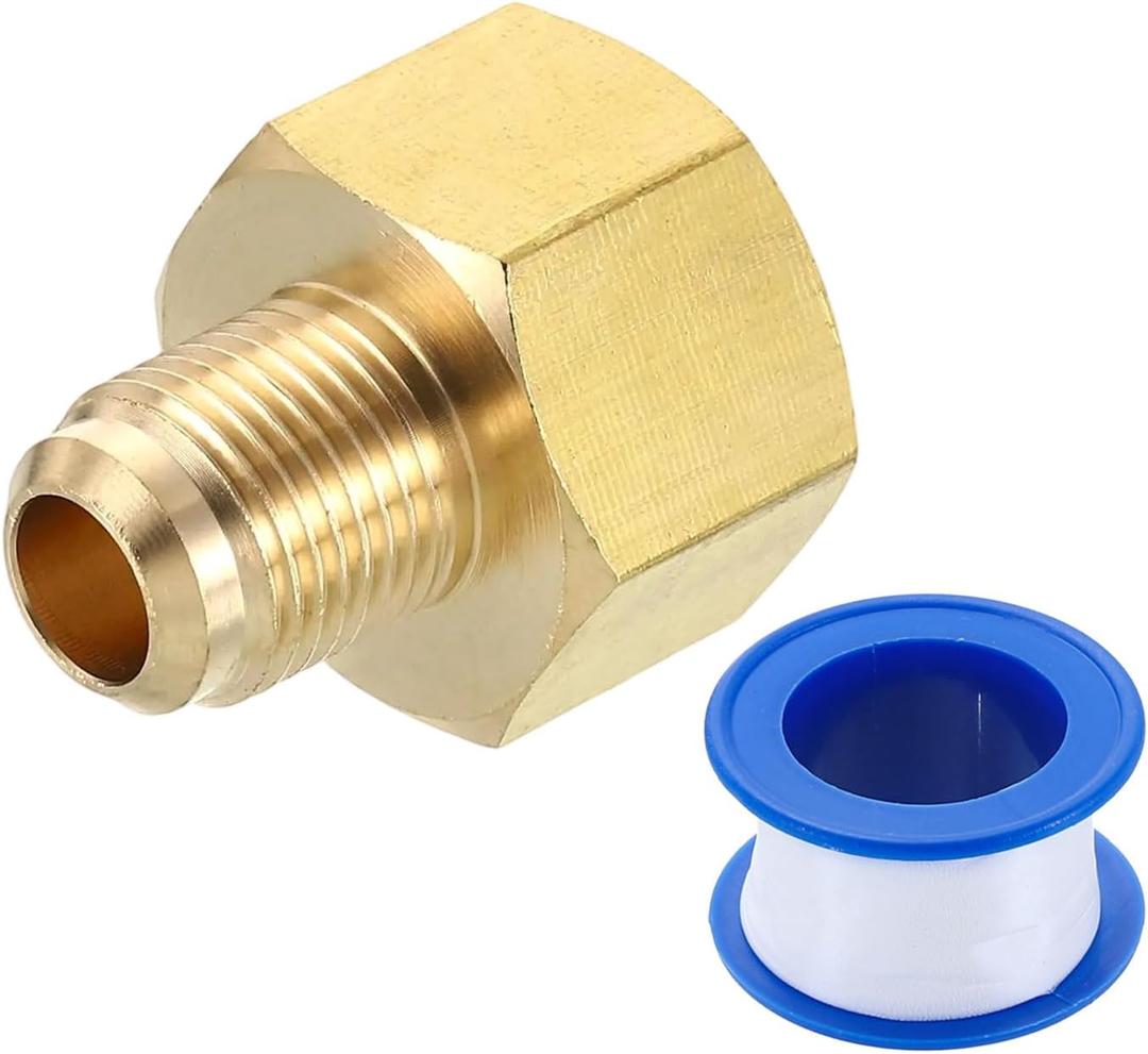 uxcell Brass Pipe Fitting, 3/8 SAE Male x 5/8 SAE Female Pipe Adapters Flare Tube Fitting for Air Gas Line Refrigeration HVAC