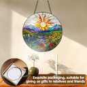 VAIIEYO Sun Sun Catcher Stained Glass Window Hanging Ornament, Handmade Sun Catcher Flower Landscape Decoration with Hooks for Window Garden Home, Birthday Housewarming Gift 7.8 inch