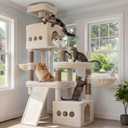 Heybly Cat Tree, 72.4-Inch Anti-Tip Cat Tower for Large Cats, All-in-One Cat Furniture with Spacious Perches, Multiple Interactive Areas, Extra-Large Sisal Scratching Board, Beige HCT060MJ