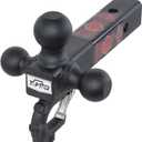 TOPTOW Trailer Hitch Tri-Ball Hitch with Hitch Balls & Beast Tow Hook Matte Black, Fits 2-inch Receiver