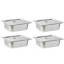 4 Pack Hotel Pan,4-Inch Deep Steam Table Pan 1/2 Half Size with Lid,Commercial Stainless Steel Pans for Restaurant Food Pans Buffet Party Supplies