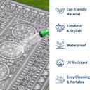 Garvee Reversible Outdoor Rug 9x12 for Patio, Waterproof Outdoor Area Rug, Modern Medallion Indoor Outdoor Rugs, Plastic Straw Rug for RV, Camping, Deck, Vintage Grey