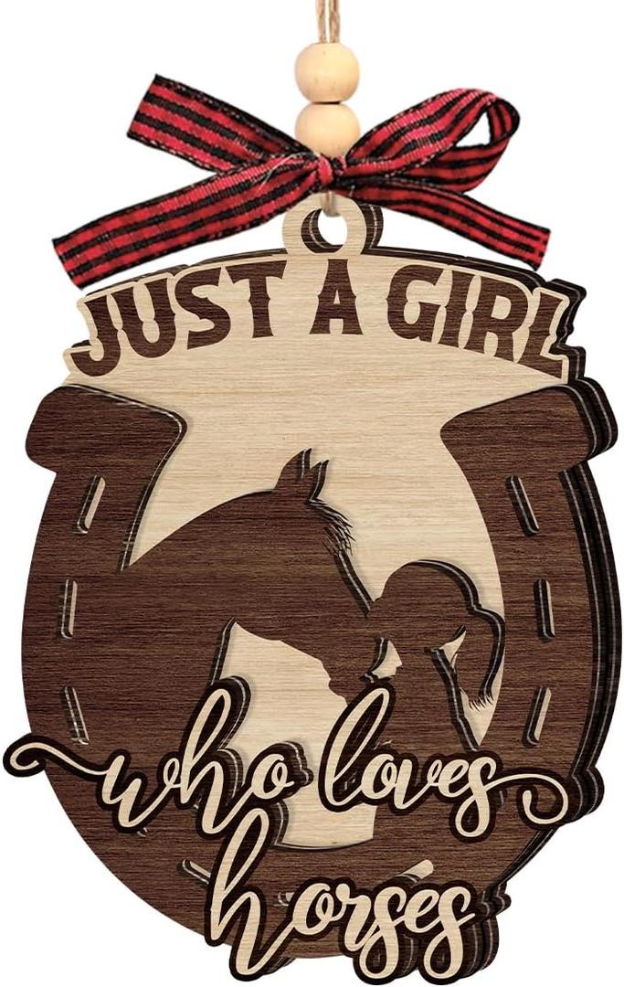 Horse Christmas Ornaments 2025 - Horse Ornaments for Christmas Tree, Horse Gifts for Girls, Women - Wooden Horse Decor, Gifts for Equestrians