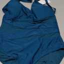 B2prity Women's Mesh One Piece Swimsuit Tummy Control Sexy Bathing Suit Push Up Swim Suit Slimming Swimwear (Teal Green)