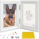 MYPAWLETS Dog or Cat Paw Print Frame Kit with Trinkets,Large Pawprint Area,Pet Paw Print Impression kit with Soft Clay,Wooden Dog Picture Frame,Personalized Gift Keepsake for Pet Lovers-Large White