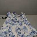 Womens Flower Bow Dress Deep V Neck Elegant Mini Dress Puffy Sleeve Boho Floral Bow Dress Flowy Dress