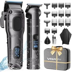 Vgrpro Hair Clippers for Men Professional, Cordless Hair Clippers for Hair Cutting, Mens Clippers and Trimmers Set, Electric Hair Trimmer for Men with Package Box (Gray)