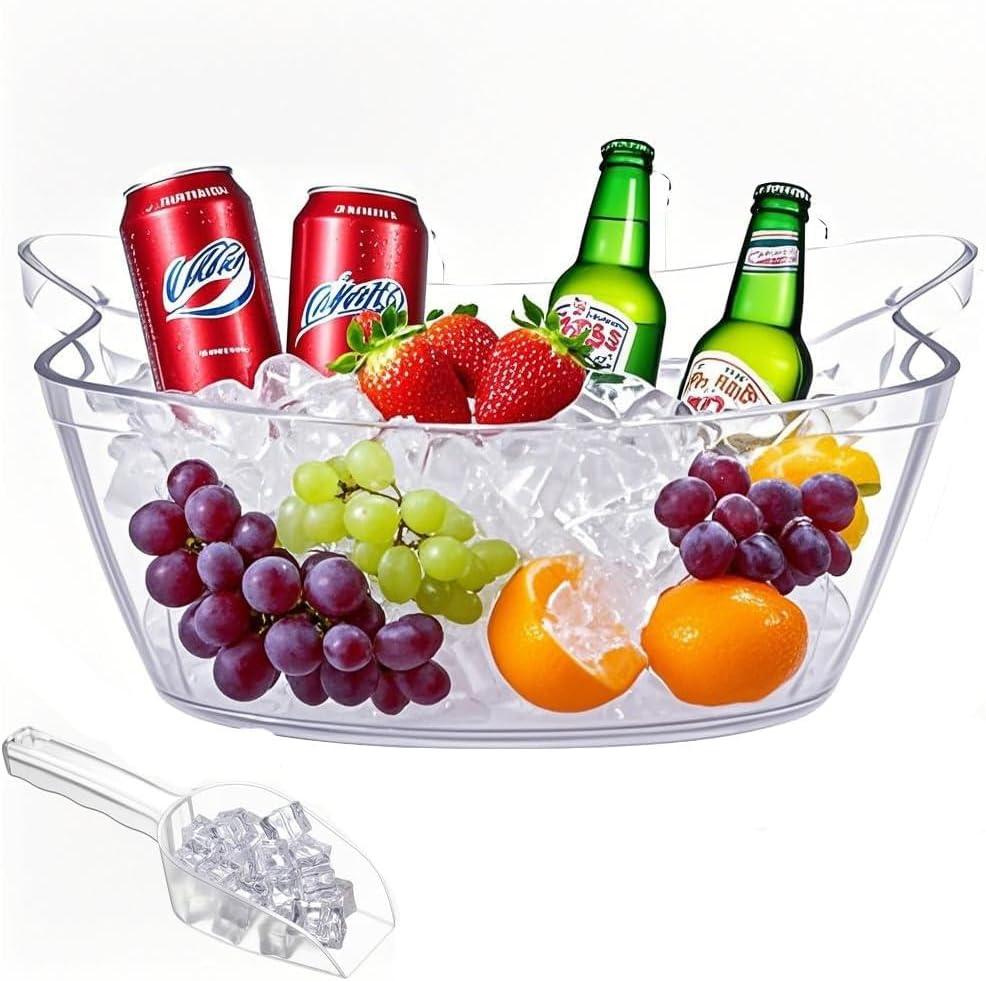 1pcs 6L Ice Bucket with 1pc Scoops ,Large Clear Acrylic Ice Bucket for for Wine Champagne Mimosa Cocktail Bar Picnic Fruit Storage Basket (1PC 6L)
