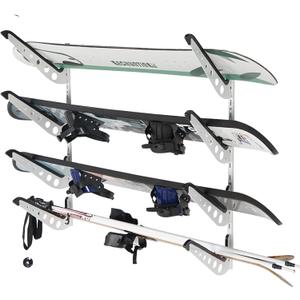 Snowboard Wall Racks, Adjustable Storage Rack for Ski, Surfboard, Wakeboard, Snowboard Wall Mount Display, White/Black