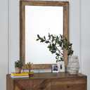 AAZZKANG Rustic Wood Mirror Rectangle Decorative Wall Mirrors with Frame Large 28"x20"for Bedroom Living Room Bathroom Entryway Hanging Brown