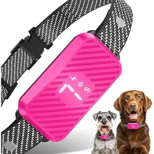 Dog Bark Collar for Large Medium Small Dogs, Effective No-Bark Collar, Smart Barking Collar, Rechargeable Bark Collar with 7 Sensitivity, 3 Modes, Waterproof, Peach Pink (1 Pack)