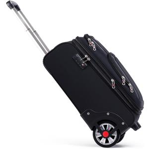 Softside Expandable Luggage with Large Steel Wheels Carry-On Luggage Suicase (Black, 21-Inch)