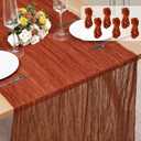 6 Pack Cheesecloth Table Runner 10Ft Christmas Gauze Boho Table Runners for Wedding Decor Bridal Shower Decorations Baby Shower Party, Terracotta (35" x 120")
