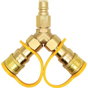 3/8 in Natural Gas Y Splitter, Low Pressure Propane NAT Gas Quick Connect/Disconnect Separator Adapter for Weber Grill, Pizza Oven, Patio Heater/Fire Pit, RV, Generator