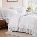 Full Size Comforter Set White Ruffle 7 Pieces Farmhouse Bed in a Bag