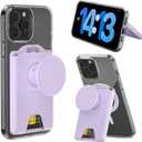 for MagSafe Wallet Stand, Magnetic Wallet Stand Adjustable, Phone Stand Card Holder with Secure Grip, for Samsung S25 S24 S23 Series and for iPhone 17 16 15 14 13 12 Series, Fit 3 Cards, Purple