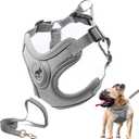 Dog Harness with Leash Set, Reflective Strips Adjustable Step in with Breathable Padded Vest Harness for Small Large Dogs Training and Running (S, Gray)