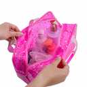 RSRSLEII Clear PVC Star Large Cosmetic Bag, Transparent Large Zippered Opening Makeup Bag, Portable Waterproof Travel Bag with Handle, Gym, Swimming and Beach Bag (02Black)