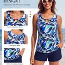 Hanna Nikole Women 2 Piece Tankini Swimsuits with Sporty Swimshorts Pockets (Blue, M)