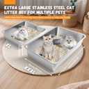 Homegroove Extra Large Stainless Steel Litter Box, 28"x20"x6" XXXL Metal Cat Litter Box for Big Cats with High Sides, Cat Litter Pan for Multiple Animal, Anti-Urine Leakage, Easy Clean (28x20x6 inch)