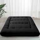 MAXYOYO 6" Thick Japanese Floor Mattress Futon Mattress, Foldable Tatami Pad for Adults, Roll Up Floor Bed for Guest Room Bedroom RV, Black, Queen