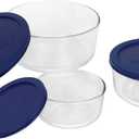 Pyrex Simply Store (3-Pack) Glass Food Storage Containers Set, (2, 4 & 7 Cup) Meal Prep Containers With Plastic BPA-Free Lids, Dishwasher & Microwave Safe