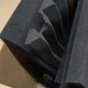 JBER 12 Pack Acoustic Foam Panels, 1" X 12" X 12" Sound Proof Foam Panels for Walls, High Desnsity Studio Soundproofing Wedges - Fire Resistant & Noise Absorbing for Studio, Office, Home (Black) (Black Non-Adhesive)