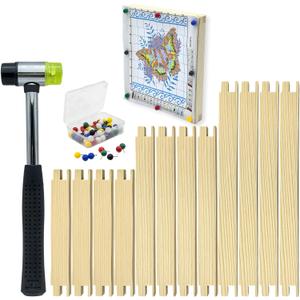 12 PCS Needlepoint Stretcher Bars, 3 Sizes Canvas Stretcher Bars for Needlepoint, Embroidery Stitch Frame Kit with Rubber Mallet (6" 8" 10)
