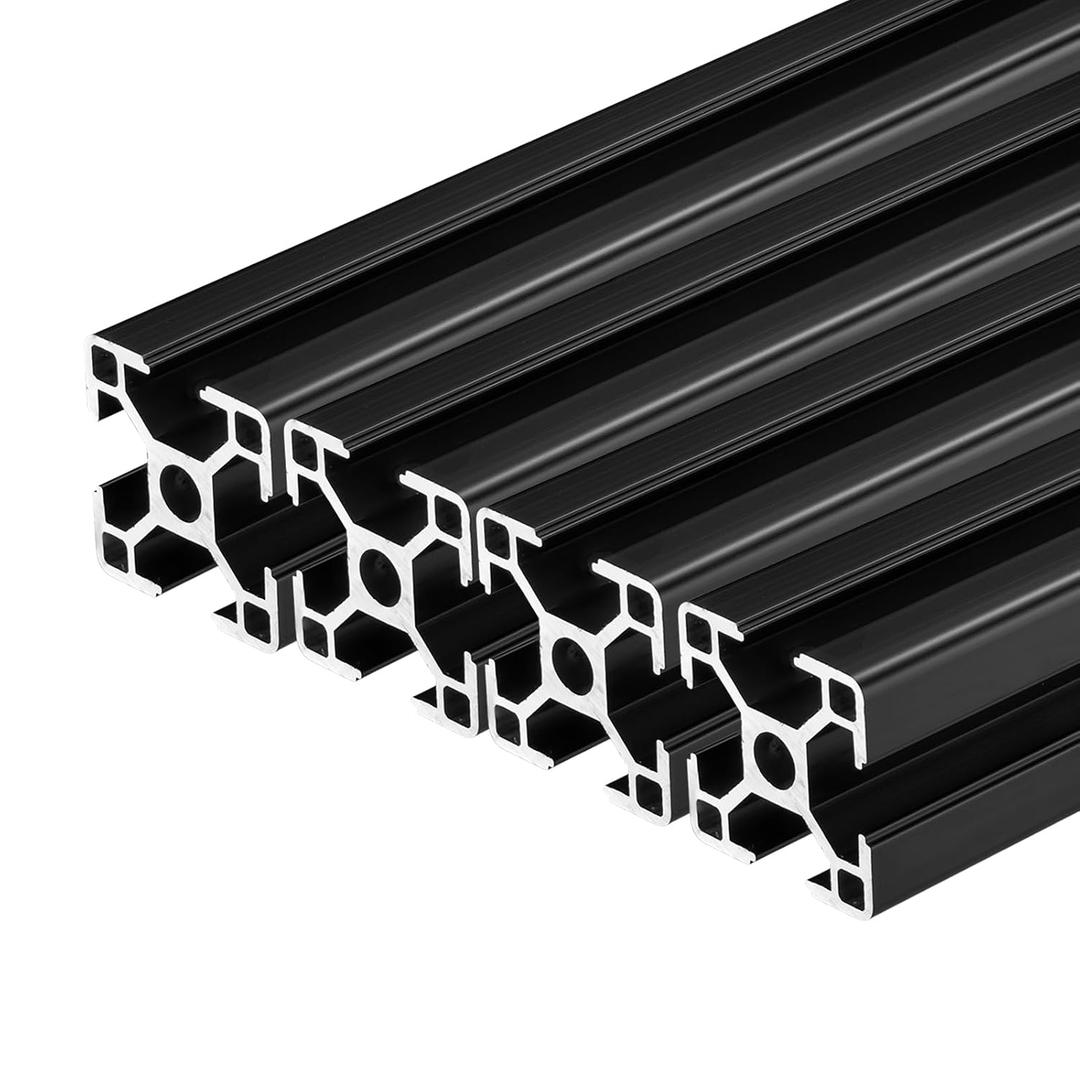 QNK 4pcs 1000mm(39.4") Black T Slot 3030 Aluminum Extrusion (Black) | European Standard Anodized Linear Rail for 3D Printer Parts and CNC DIY