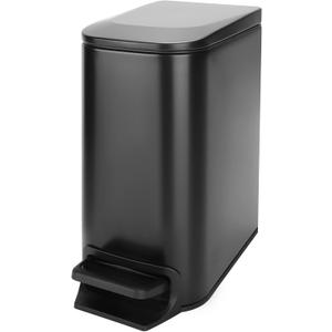 Cesun Small Bathroom Trash Can with Lid Soft Close, Step Pedal, 6 Liter / 1.6 Gallon Stainless Steel Garbage Can with Removable Inner Bucket, Anti-Fingerprint Finish (Matt Black)