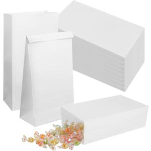 200PCS White Paper Bags 9.45.13.1 inch 4lb Paper Snack Bag for Popcorn Sandwich Cookies Craft Party Favor Lunch Bags Bulk White Bag