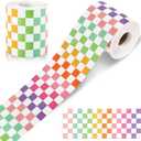 65 Feet Checkerboard Bulletin Board Border Pastel Checkered Straight Rolled Trim Classroom Bulletin Board Border Back to School Decoration for Classroom School Offices Walls Blackboard Decor