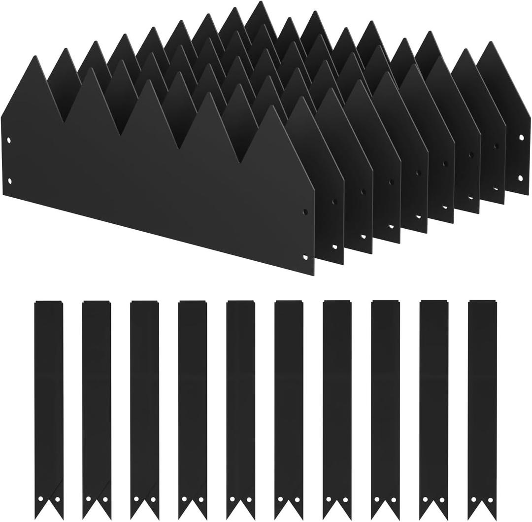 Landscape Edging Heavy Duty Iron for Long-Lasting, 9-Pack Pre-Rusted, 15.7" L x 6" H Each (11.8 ft Total), No-Dig Hammer, Edging Border w/ 10 Clips, Edge for Lawn Yard