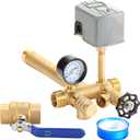 1"x 11"Well Pressure Tank Tee Kit with 40/60psi Pressure Switch,Brass Pressure Tank Installation Kit for Water Well, Fit Most pressure tanks with diameters up to 16 Inch