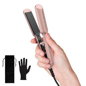 FARERY Ceramic Mini Hair Straightener, 1.5 Inch Wider Plate, Hair Iron for Fast Straightening, Portable Flat Iron with Dual Voltage and Storage Bag