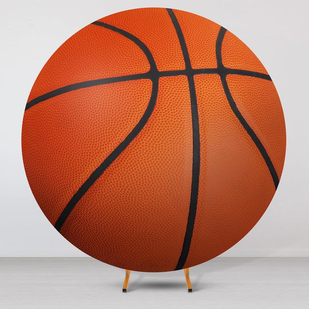 VitalCozy 6.5Ft Round Spandex Backdrop Cover - Sports Theme Arch Backdrop for Party & Photography - Birthday Decoration, No Stand or Balloons Included(Orange)