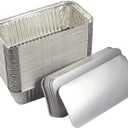 Large Aluminium Pans with Lids 8x4 In - (50 Pack) Disposable Foil Pan Food Containers - Best Tin Pans for Takeaway, Baking, Frozen & Food Storage