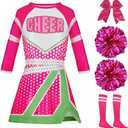 Spooktacular Creations Zombie Cheerleader Costume for Girls, Kids Cheerleader Costume with Long Sleeve for Halloween Dress Up (Small(5-7 yrs))