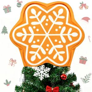 Eyourlife Christmas Gingerbread Tree Topper Snowflake Gingerbread Tree Topper Ornaments for Xmas Holiday Party Winter Indoor Outdoor Tree Top Decorations