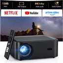 1500 ANSI lumens built-in streaming app full HD smart projector, HAPPRUN 4K projector, supports Wi-Fi and Bluetooth, Dolby audio, 300-inch large screen, suitable for home, outdoor, and indoor viewing