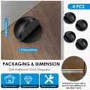 MorningRo 4 Pcs Self Adhesive Door Stoppers, Stainless Steel Floor Door Stop Wall Protector, Half Dome Floor Gate Stopper for Living Room, Bedroom, Bathroom, Office (Black)