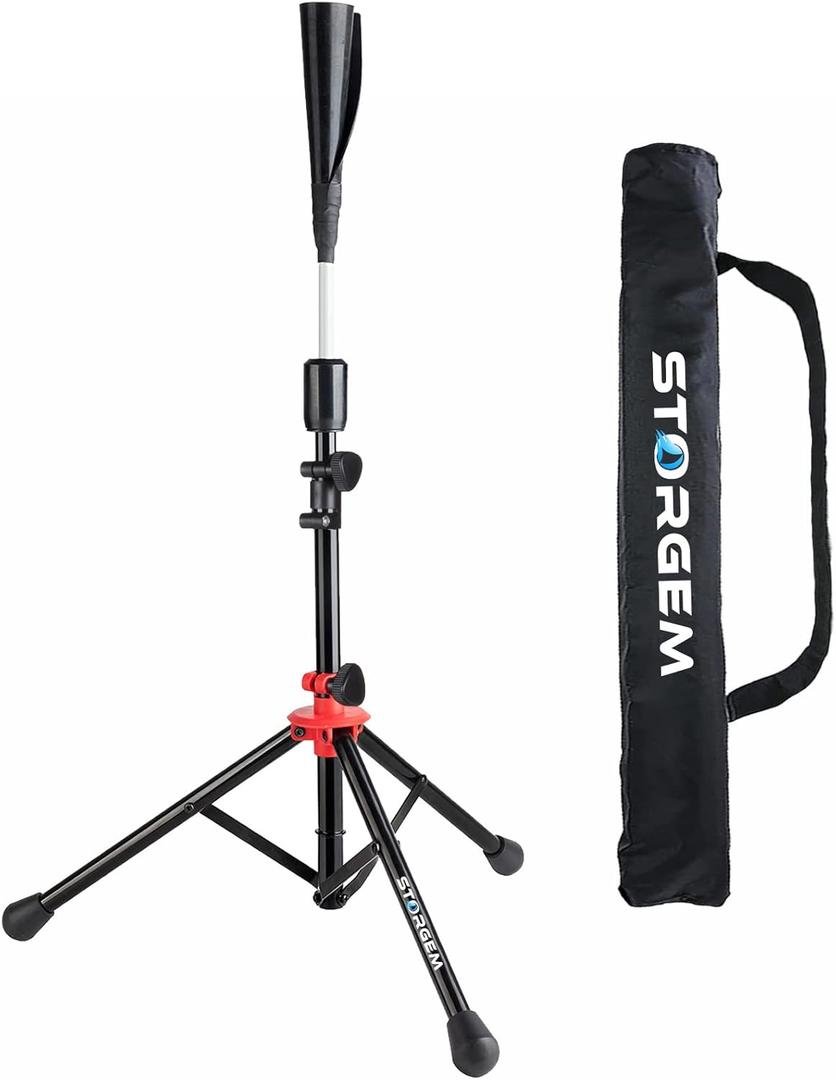 Storgem Batting Baseball tee Softball, Easy to Adjustable Height,Portable Tripod Stand Base Tee for Hitting Training Practice,with Carrying Bag (Black Red Pro) Storgem Batting Baseball tee Softball, Easy to Adjustable Height,Portable Tripod Stand Base Tee for Hitting Training Practice,with Carrying Bag (Black Red Pro)