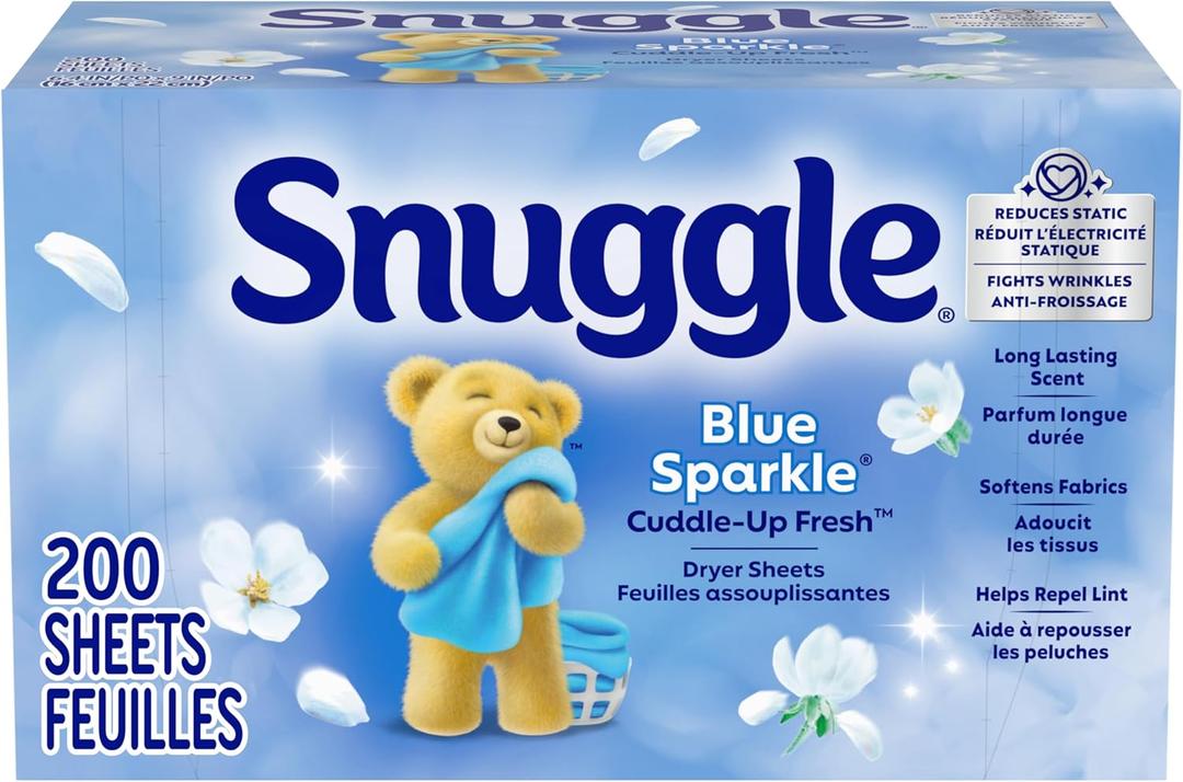 Snuggle Dryer Sheets, Long Lasting Fresh and Clean Scent, Laundry Fabric Softener, Control Static, Reduce Wrinkles, HE Safe, 200 Count