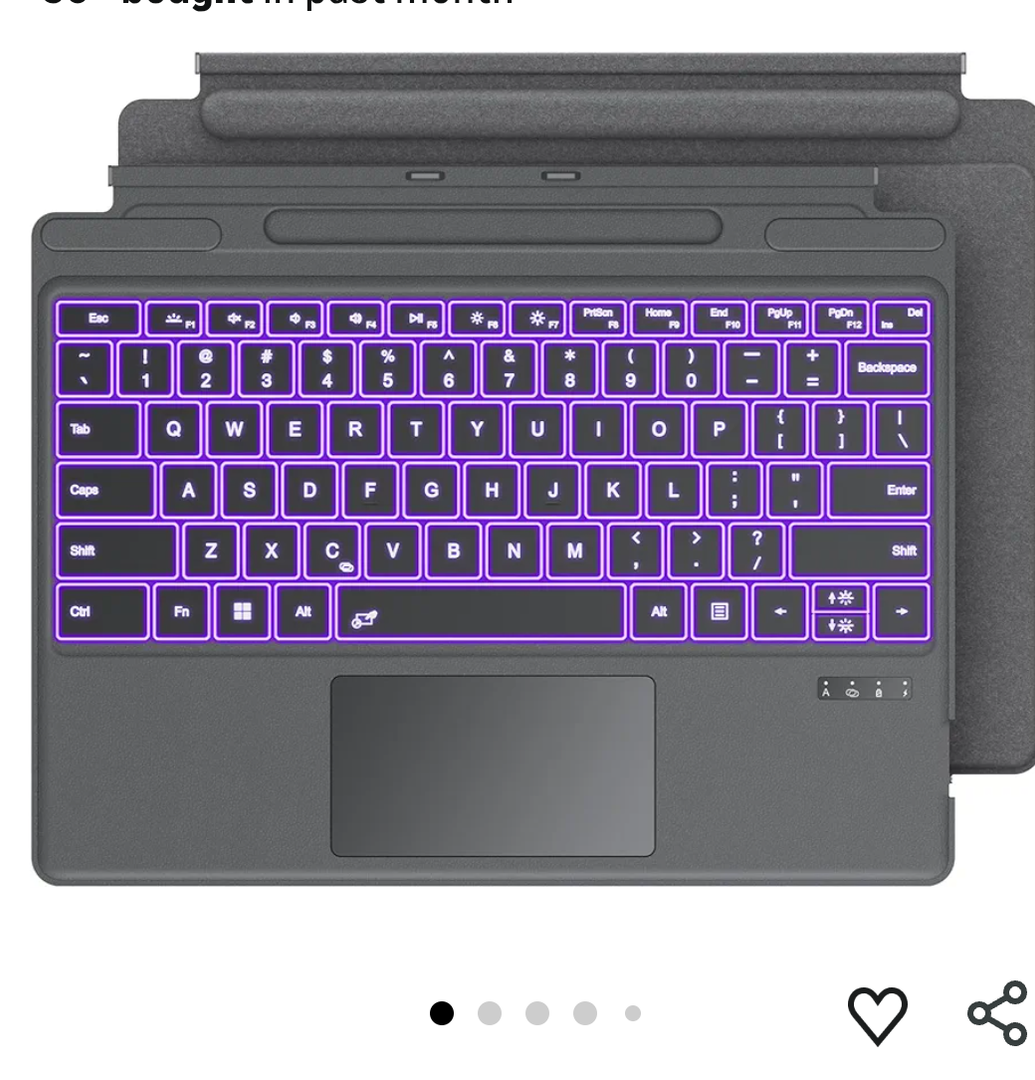 OMOTON Keyboard for Surface Pro 11/10/9/8/X, [13 inch], Bluetooth Type Cover for Surface Pro, 7-Color Backlit, Ultra-Slim Wireless Keyboard with Touchpad & Pencil Holder, Built-in Rechargeable Battery