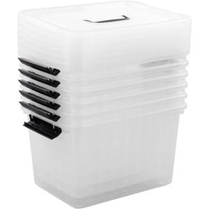 Cand 12 Quart Plastic Latching Box, Clear Storage Bin with Lid, 6 Packs