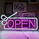 Open Neon Sign Pink White LED Sign USB Powered Neon Light up Signs for Wall Decor with Switch for Bar Salon Store Hotel Coffee Shop Club Business